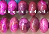CRB5303 15.5 inches 4*6mm rondelle fuchsia crazy lace agate beads