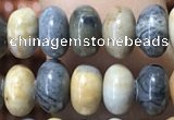 CRB5308 15.5 inches 4*6mm rondelle black picasso jasper beads