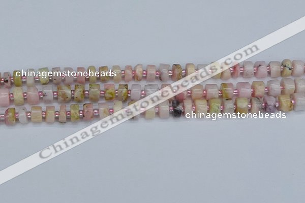 CRB542 15.5 inches 5*8mm tyre natural pink opal gemstone beads