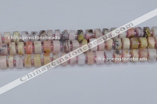 CRB545 15.5 inches 7*14mm tyre natural pink opal gemstone beads