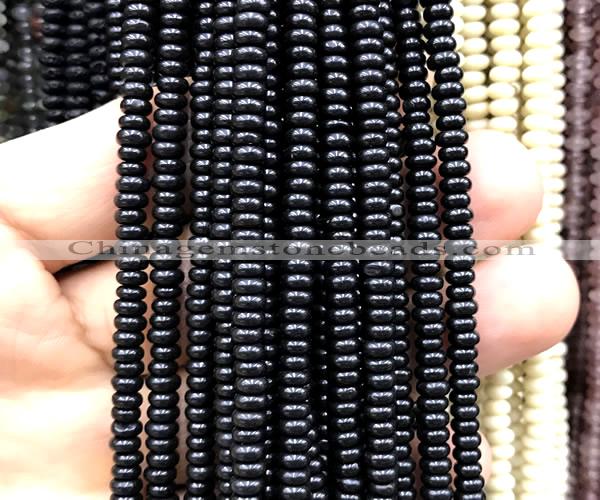 CRB5465 15 inches 2.5*4mm rondelle black agate beads wholesale