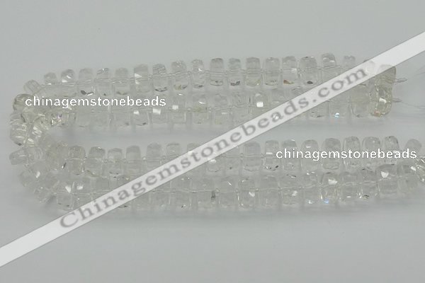 CRB549 15.5 inches 6*10mm faceted rondelle white crystal beads