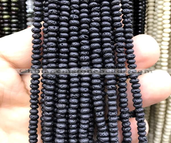 CRB5490 15 inches 2.5*4mm rondelle black lava beads wholesale