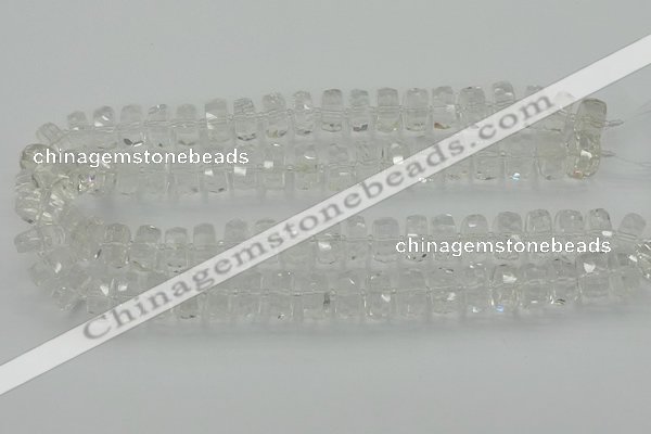 CRB551 15.5 inches 8*14mm faceted rondelle white crystal beads