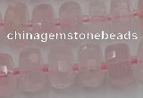CRB557 15.5 inches 6*10mm faceted rondelle rose quartz beads