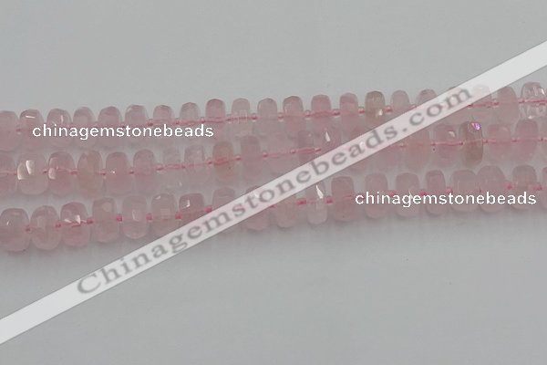 CRB557 15.5 inches 6*10mm faceted rondelle rose quartz beads