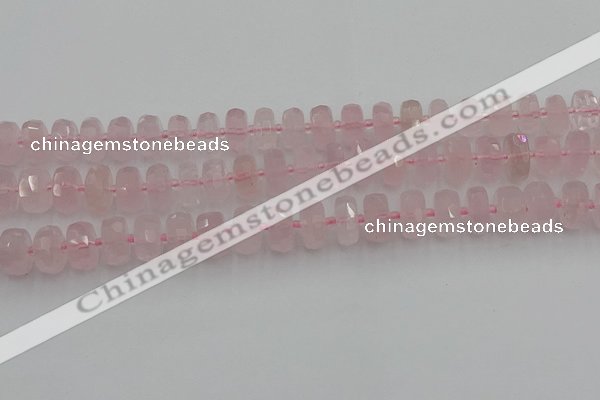 CRB558 15.5 inches 7*12mm faceted rondelle rose quartz beads