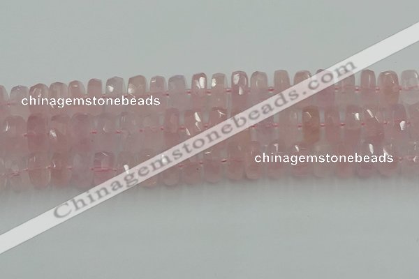 CRB559 15.5 inches 8*14mm faceted rondelle rose quartz beads