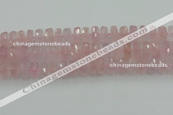 CRB560 15.5 inches 8*16mm faceted rondelle rose quartz beads