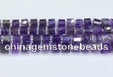 CRB5602 15.5 inches 7mm - 8mm faceted tyre amethyst beads