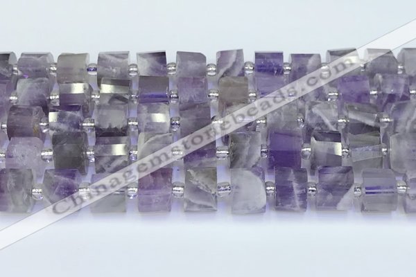 CRB5604 15.5 inches 7mm - 8mm faceted tyre amethyst beads