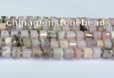 CRB5607 15.5 inches 7mm - 8mm faceted tyre pink opal beads