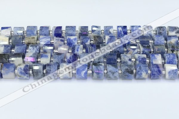 CRB5609 15.5 inches 7mm - 8mm faceted tyre sodalite beads