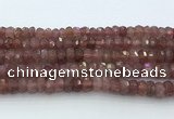 CRB5623 15.5 inches 6*10mm faceted rondelle strawberry quartz beads