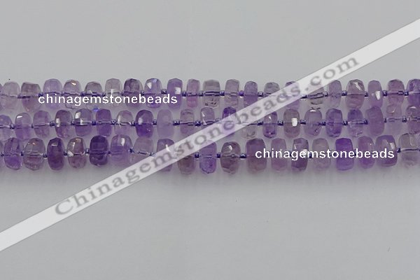 CRB565 15.5 inches 6*10mm faceted rondelle amethyst beads