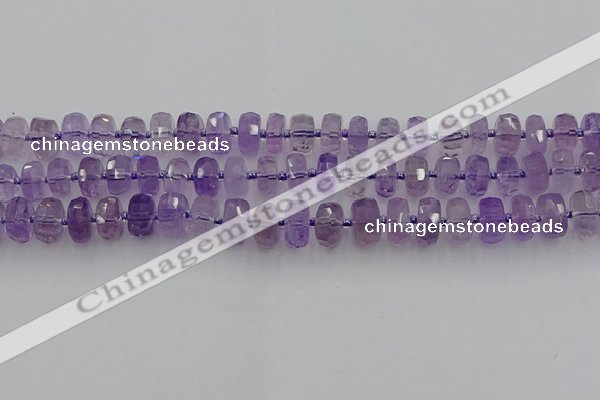 CRB566 15.5 inches 7*12mm faceted rondelle amethyst beads