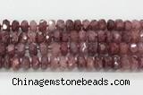 CRB5660 15.5 inches 7*11mm-9*13mm faceted rondelle strawberry quartzbeads wholesale