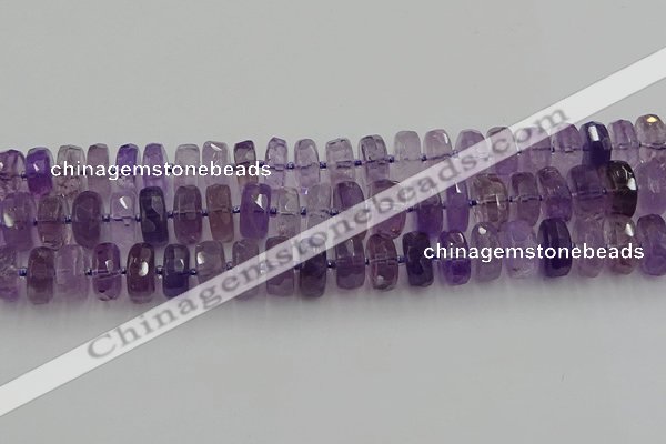 CRB567 15.5 inches 8*14mm faceted rondelle amethyst beads