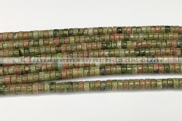 CRB5682 15 inches 4*6mm heishi unakite beads wholesale