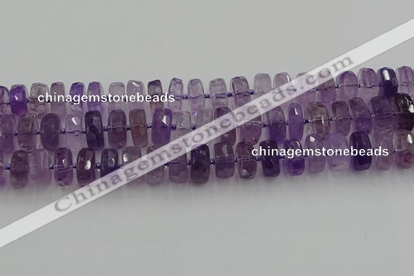 CRB569 15.5 inches 8*18mm faceted rondelle amethyst beads