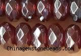 CRB5709 15 inches 5*8mm faceted rondelle AB-color red agate beads