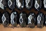 CRB5712 15 inches 5*8mm faceted rondelle AB-color black agate beads