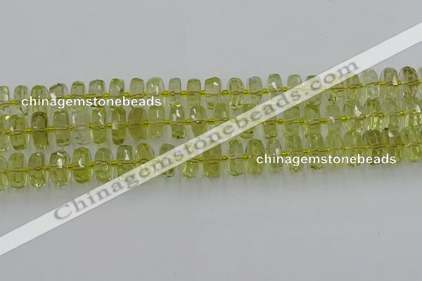 CRB574 15.5 inches 7*12mm faceted rondelle lemon quartz beads