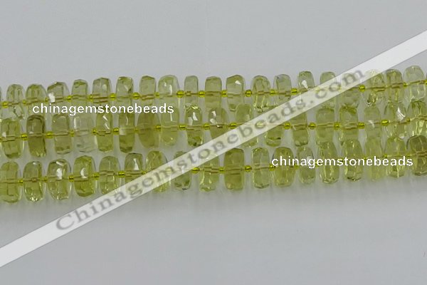 CRB575 15.5 inches 8*14mm faceted rondelle lemon quartz beads