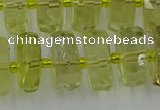 CRB577 15.5 inches 8*18mm faceted rondelle lemon quartz beads