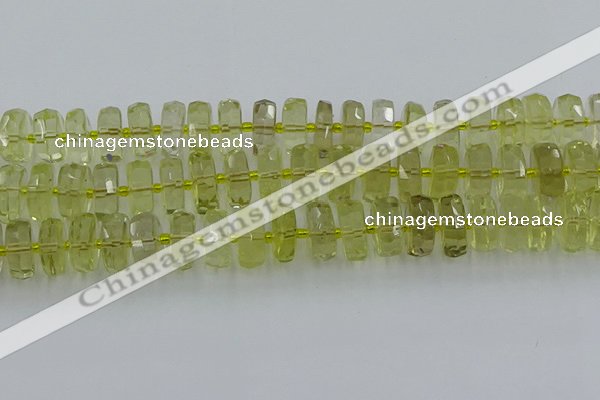 CRB577 15.5 inches 8*18mm faceted rondelle lemon quartz beads