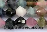 CRB5771 15 inches 4*4mm faceted tourmaline beads