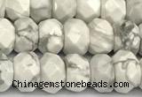 CRB5790 15 inches 4*6mm, 5*8mm faceted rondelle white howlite beads