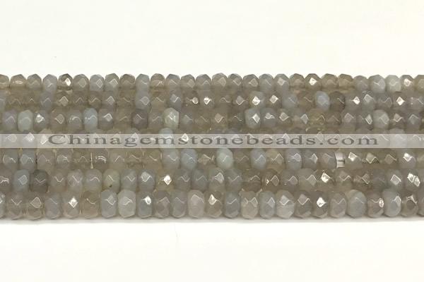 CRB5794 15 inches 4*6mm, 5*8mm faceted rondelle grey agate beads