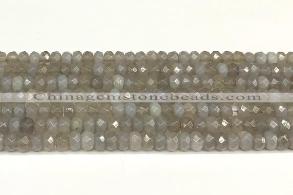 CRB5794 15 inches 4*6mm, 5*8mm faceted rondelle grey agate beads