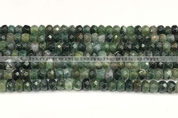CRB5817 15 inches 4*6mm, 5*8mm faceted rondelle moss agate beads