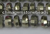 CRB597 15.5 inches 6*10mm faceted rondelle pyrite beads