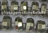 CRB598 15.5 inches 7*12mm faceted rondelle pyrite beads