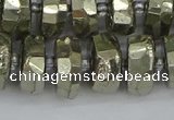 CRB599 15.5 inches 8*14mm faceted rondelle pyrite beads