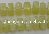 CRB607 15.5 inches 8*14mm faceted rondelle yellow opal beads