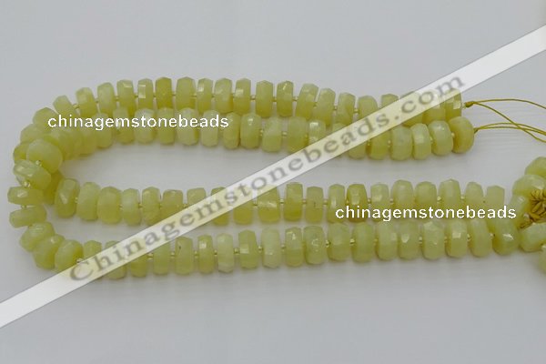 CRB607 15.5 inches 8*14mm faceted rondelle yellow opal beads