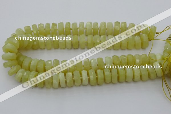 CRB609 15.5 inches 8*18mm faceted rondelle yellow opal beads