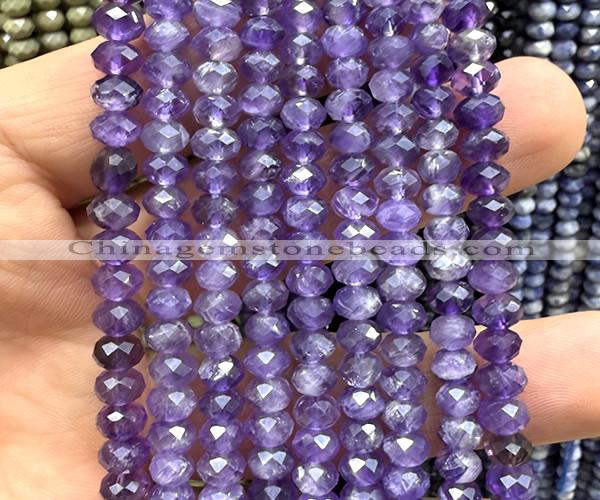 CRB6102 15 inches 4*6mm faceted rondelle amethyst beads