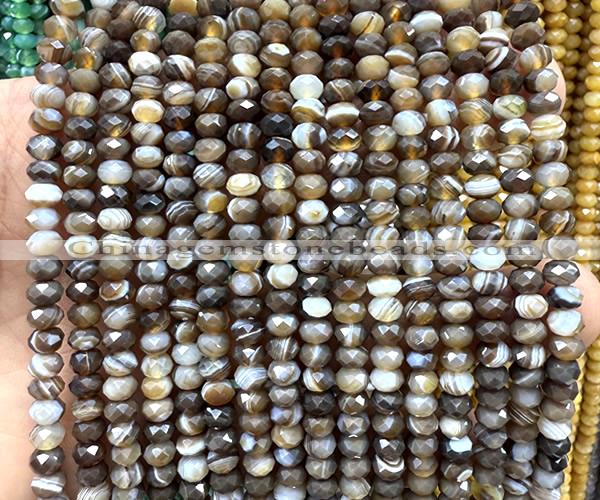 CRB6121 15 inches 4*6mm faceted rondelle coffee banded agate beads