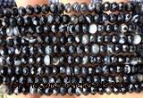 CRB6122 15 inches 4*6mm faceted rondelle black banded agate beads