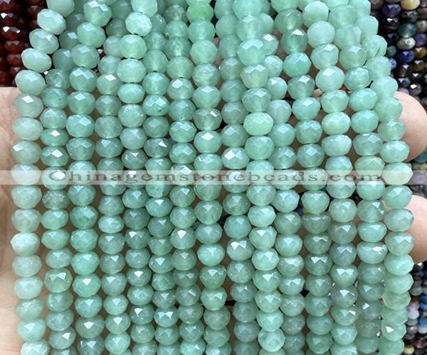 CRB6128 15 inches 4*6mm faceted rondelle green aventurine jade beads