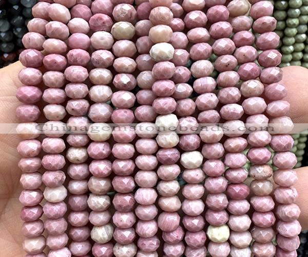 CRB6135 15 inches 4*6mm faceted rondelle pink wooden jasper beads