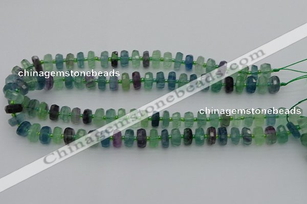 CRB614 15.5 inches 6*10mm faceted rondelle fluorite beads