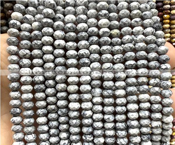 CRB6142 15 inches 4*6mm faceted rondelle grey picture beads