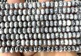 CRB6142 15 inches 4*6mm faceted rondelle grey picture beads