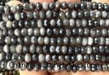 CRB6145 15 inches 4*6mm faceted rondelle silver obsidian beads